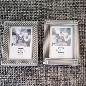 Metallic Silver Rectangular Picture Frames with Chevron and Smooth Designs